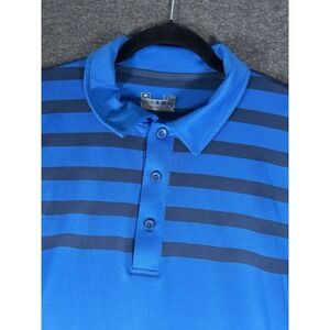 Under Armour Loose Fit‎ Heat Gear Polo Short Sleeve Shirt Size Large Blue Stripe